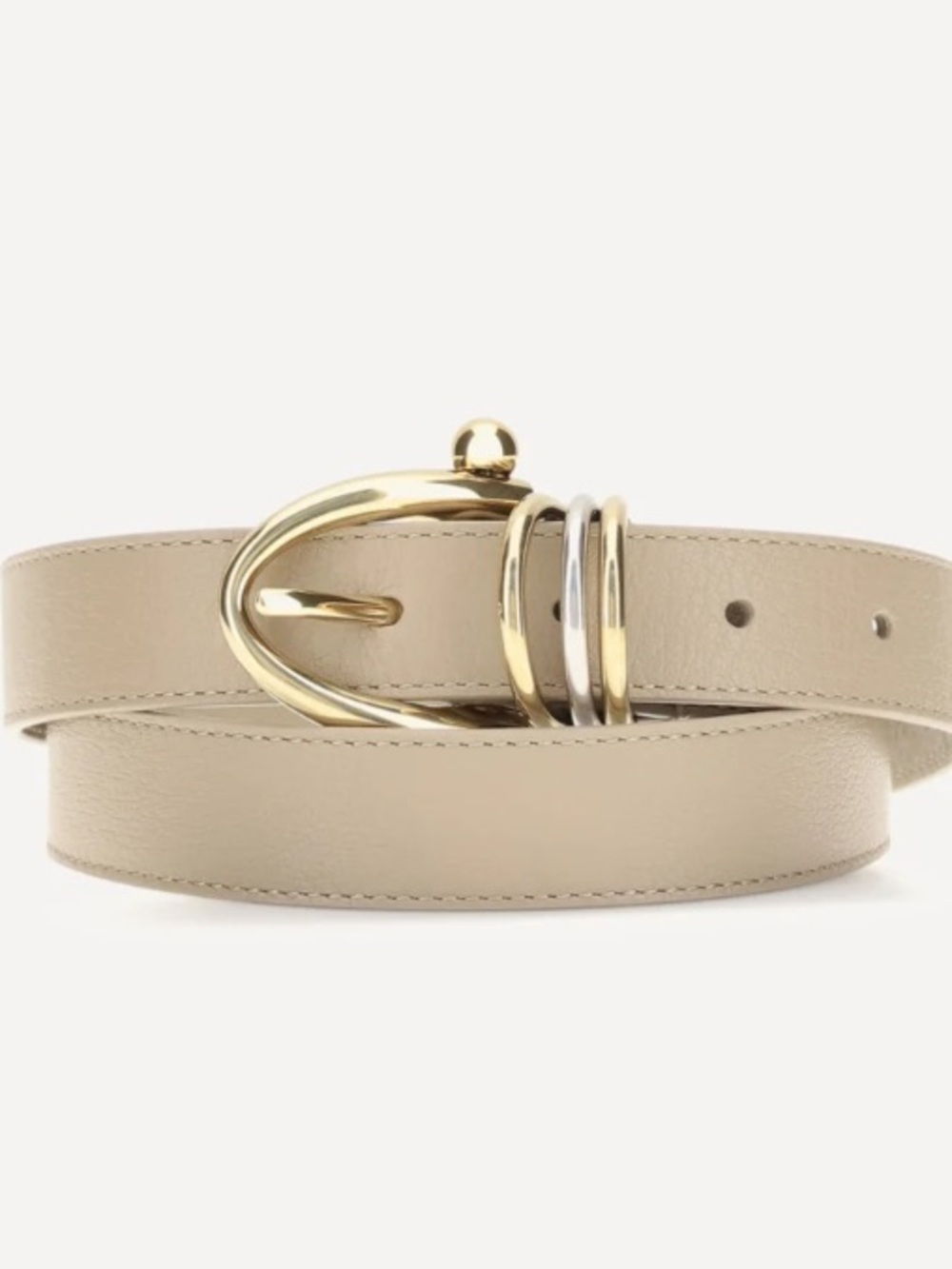 Chloe Neutral Leather Belt with Gold-Tone Buckle